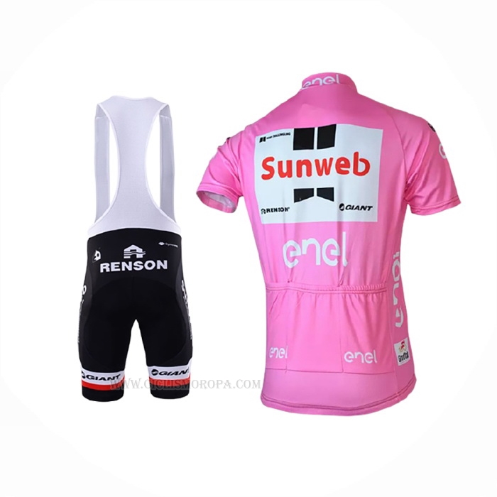 2018 Ropa Ciclismo Sunweb Rosa Blanco Mangas Corta y Culotte Corto